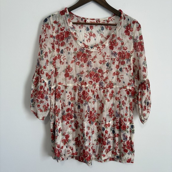 Tianello Tops - Tianello by Steve Barraza Shelby Blouse Tunic Top Size S Floral Sheer Peasant